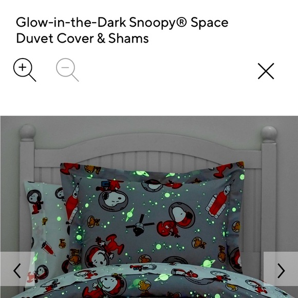 Glow Dark Peanuts Snoopy Duvet Cover PB organic cotton 2 available twin - Picture 5 of 5